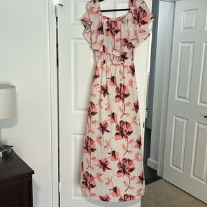 Off the Shoulder Floral Maxi Dress